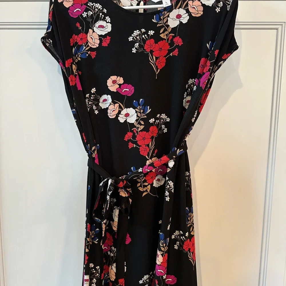 Popsugar black floral dress size L - Picture 1 of 11